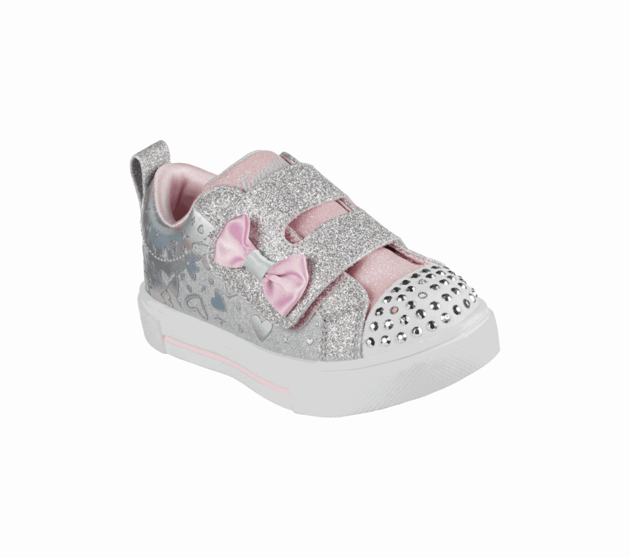 Twinkle Toes Twinkle Sparks Heather Charmer Skechers Gray Silver