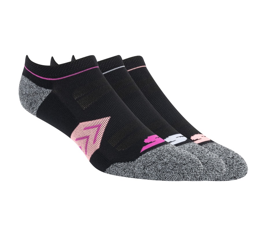 3 Pack Marled Cushion Liner Socks Black Skechers