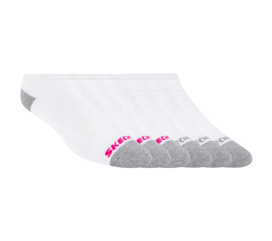 6 Pack Low Cut Walking Socks Skechers White