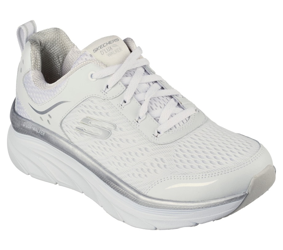 Skechers Relaxed Fit D'Lux Walker Infinite Motion White Silver