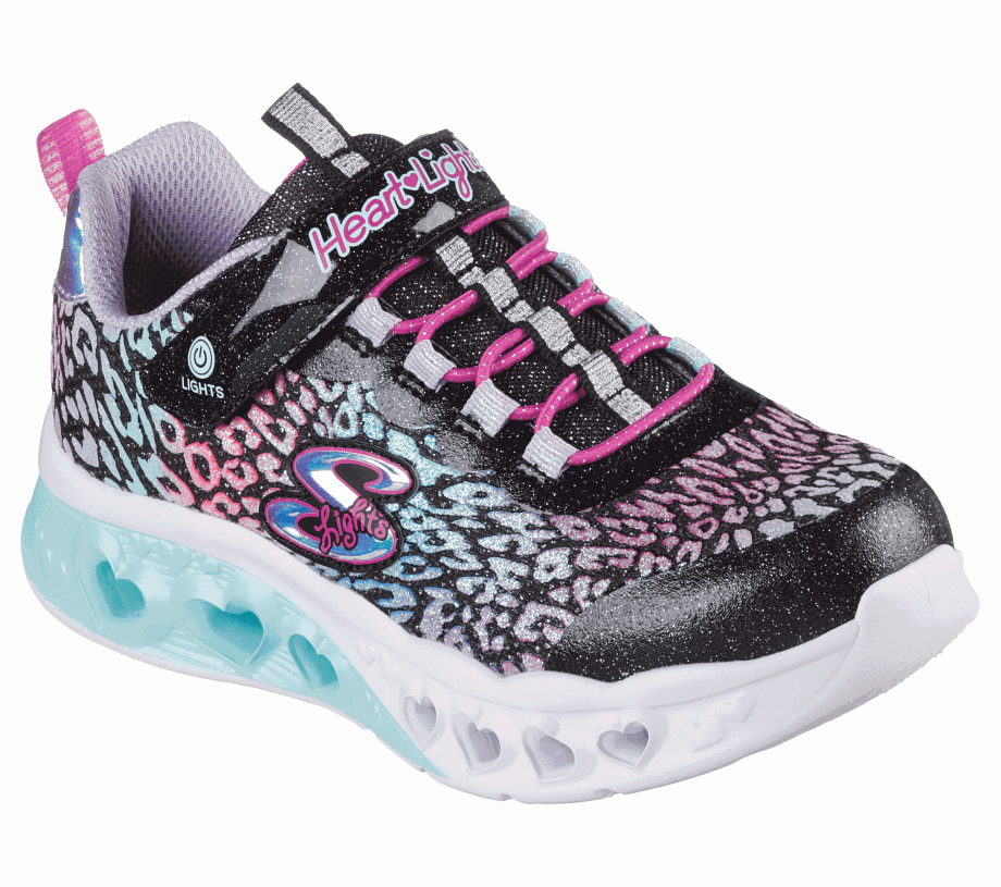 Skechers Flutter Heart Lights Loves Wild Black Multi