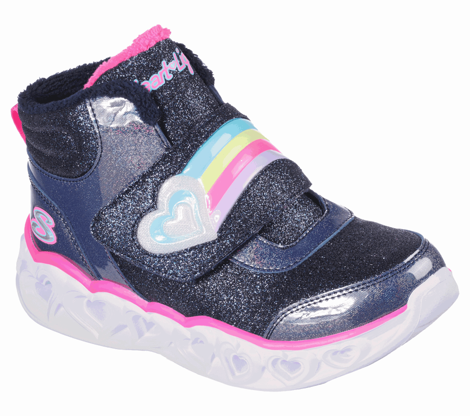 S Lights Heart Lights Brilliant Rainbow Navy Pink Skechers