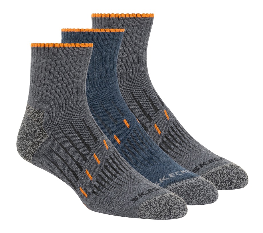 Skechers 3 Pack Work Quarter Socks Blue