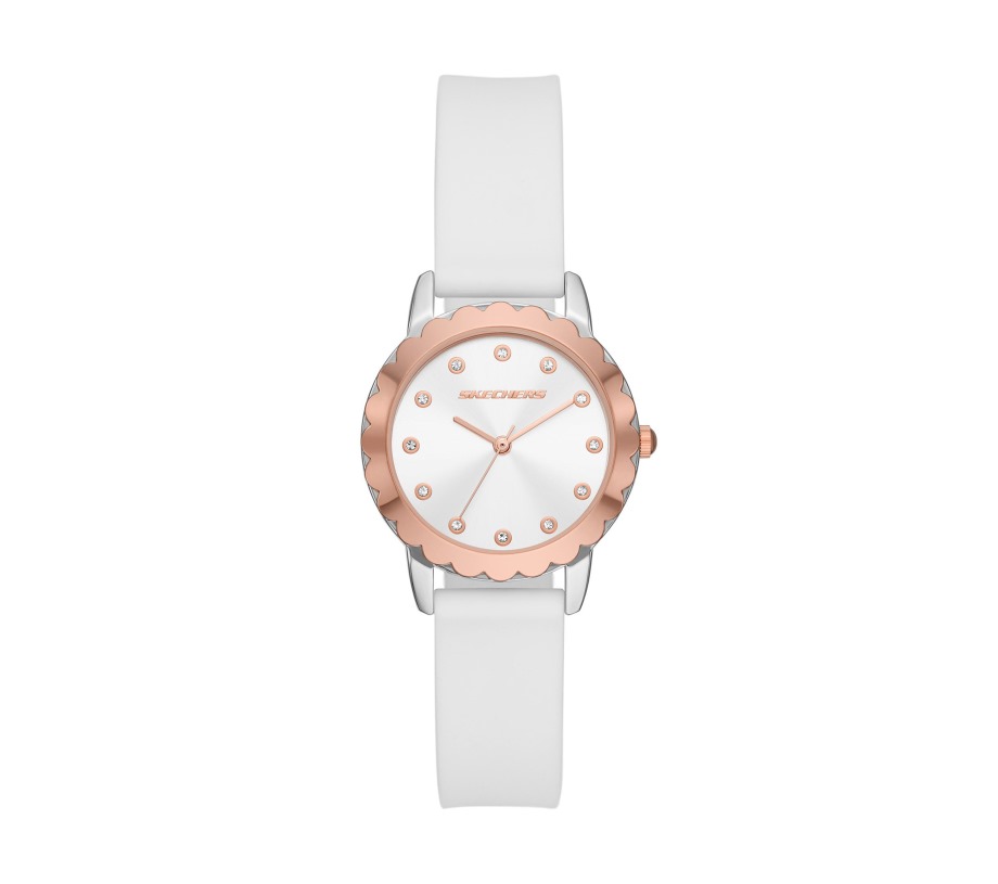 Scalloped Bezel White Watch Skechers White