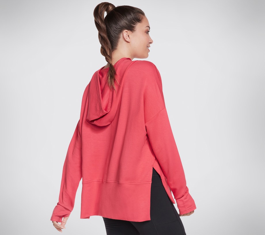 SKECHLUXE Restful Long Sleeve Hoodie Red Pink Skechers
