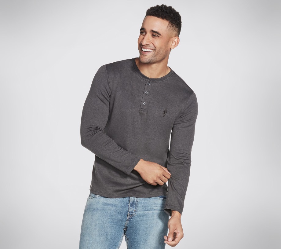 Skechers Apparel GOknit Pique Henley Charcoal