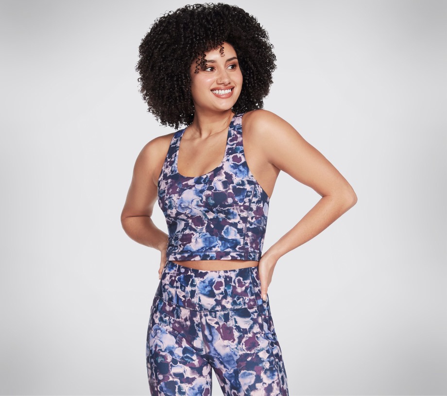 The GOWALK Dizzy Floral Longline Bra Pink Multi Skechers