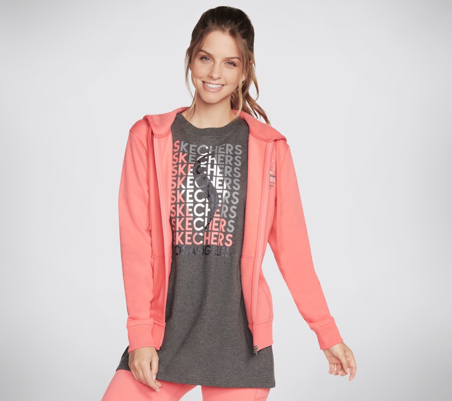 Apparel Sunset Diamond Full zip Hoodie Coral Skechers