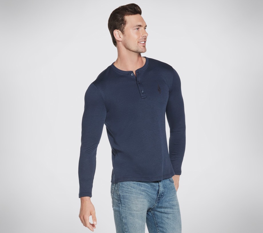 Apparel GOknit Pique Henley Navy Skechers