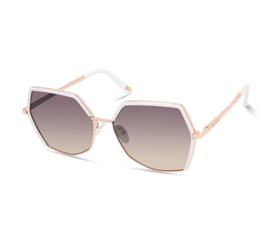 Skechers Semi-Rimless Geometric Sunglasses White