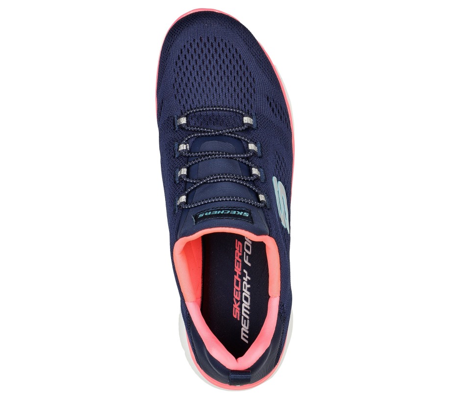 Summits Perfect Views Navy Neon Pink Skechers