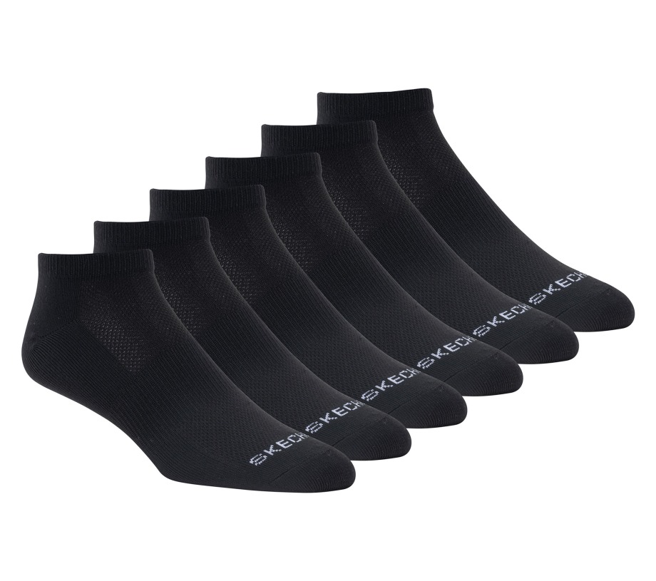 6 Pack Low Cut Sport Stripe Socks Skechers Black