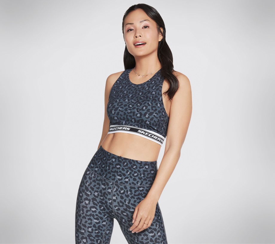 Skechers Apparel Midnight Leopard Crop Bra Black Navy