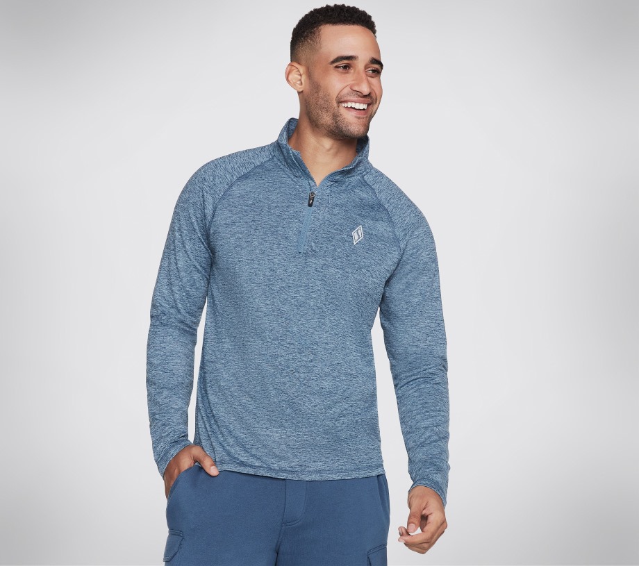 SKECH-KNITS ULTRA GO 1 4 Zip Light Blue White Skechers