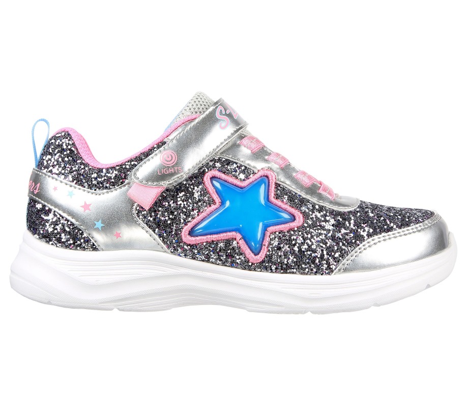 S Lights Glimmer Kicks Starlet Shine Skechers Silver Pink