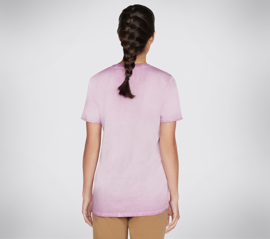 Apparel Diamond Wash Hatha Scoop Neck Tunic Tee Purple Hot Pink Skechers
