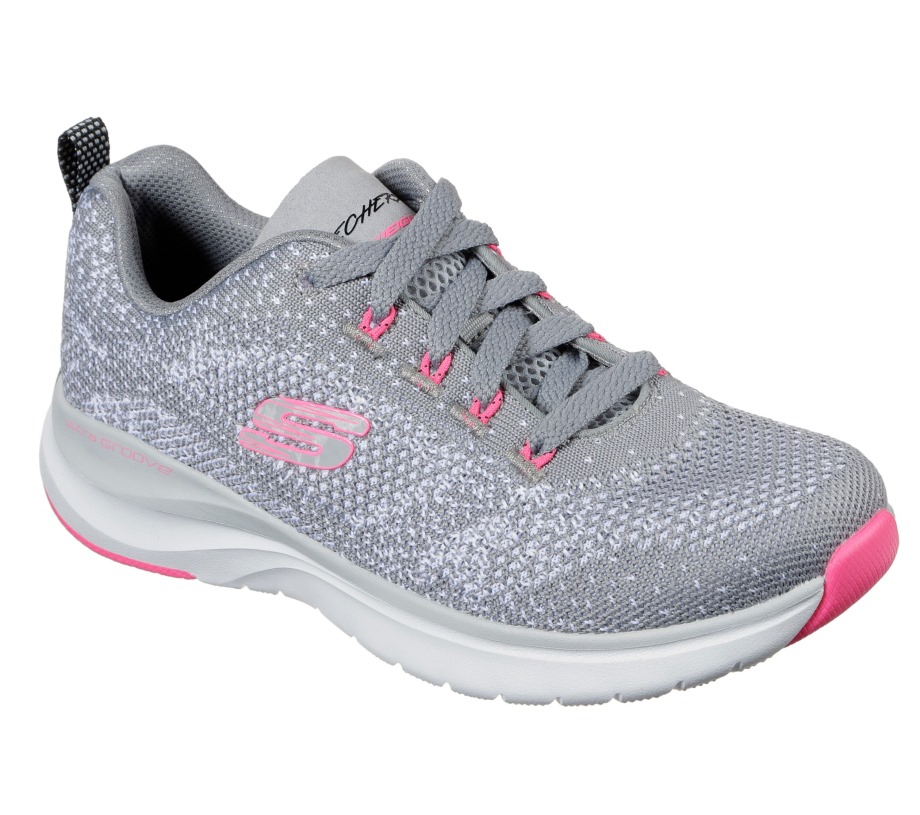 Ultra Groove Gray Hot Pink Skechers