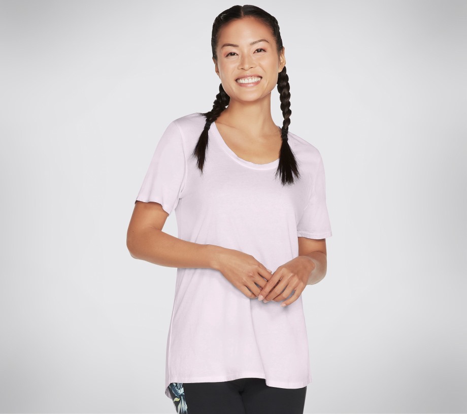 Skechers Apparel Diamond Wash Hatha Scoop Neck Tunic Tee Purple Lavender