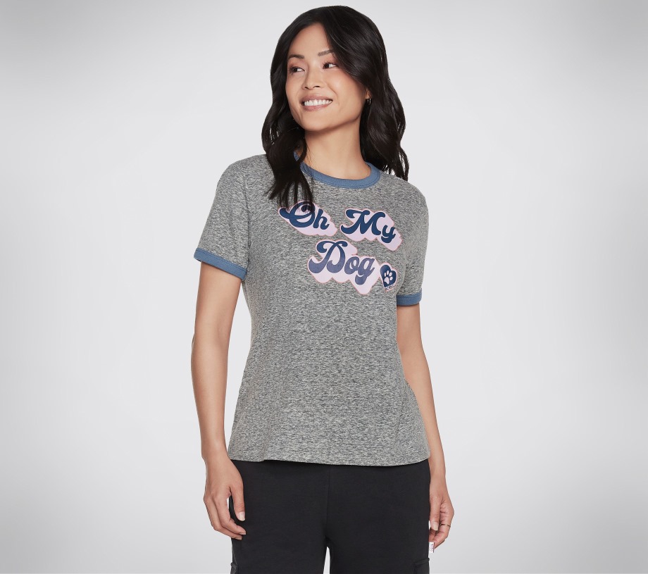 BOBS OMD BFF Ringer Tee Skechers Gray