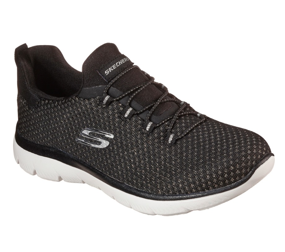 Summits Bright Bezel Skechers Black Silver