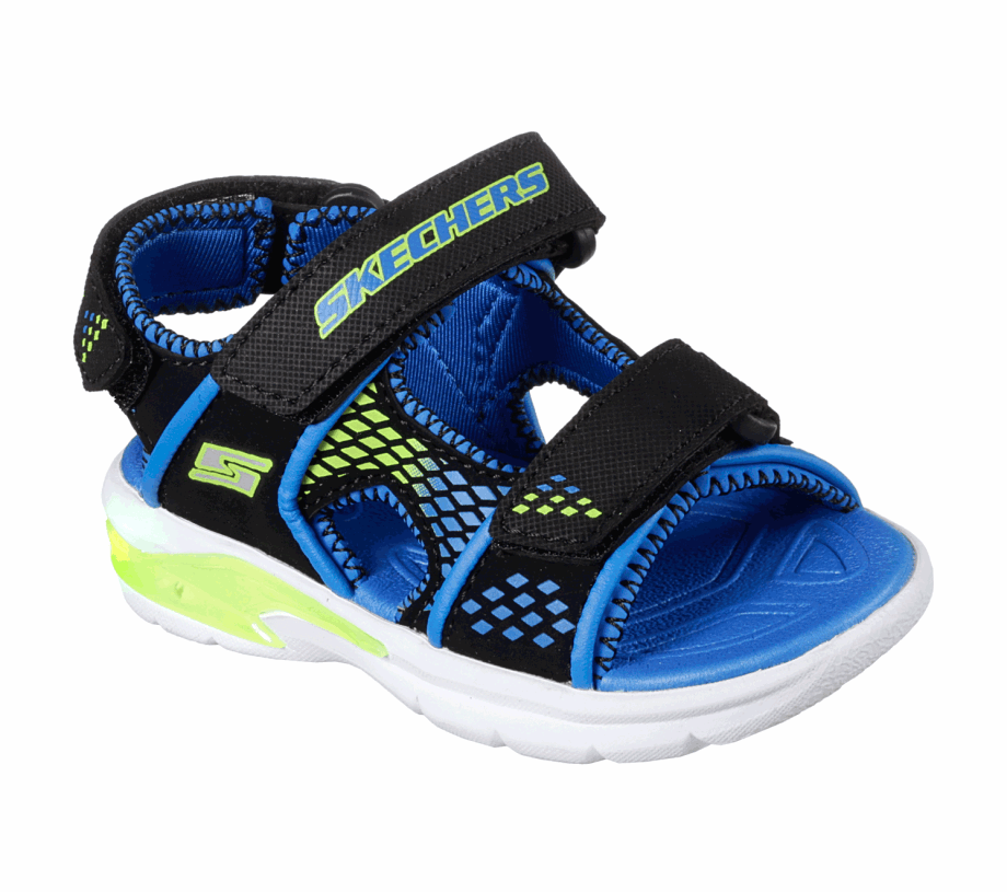 S Lights E-II Sandal Beach Glower Skechers Black Lime