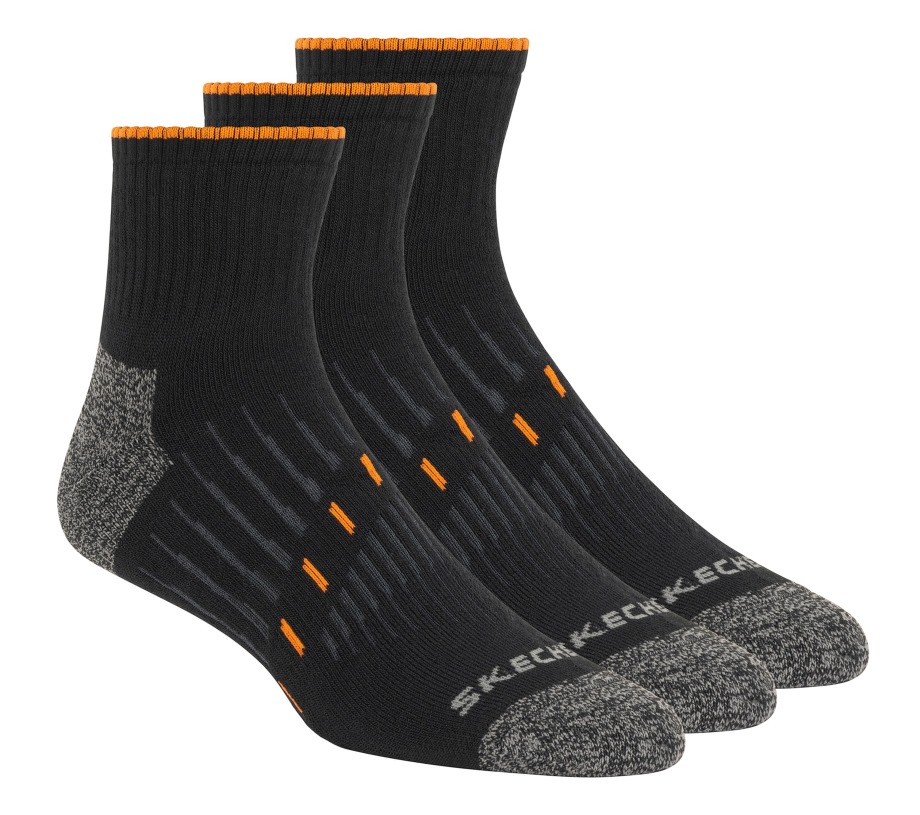 3 Pack Work Quarter Socks Black Skechers
