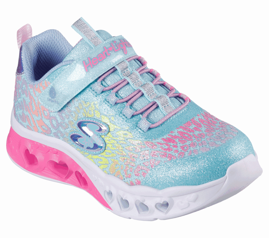 Flutter Heart Lights Loves Wild Turquoise Multi Skechers