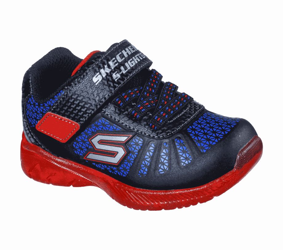 Skechers S Lights Illumi-Brights Tuff Track Black Red Blue