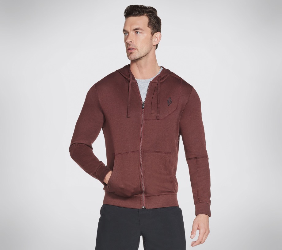 Apparel GOknit Pique Full Zip Hoodie Dark Brown Skechers