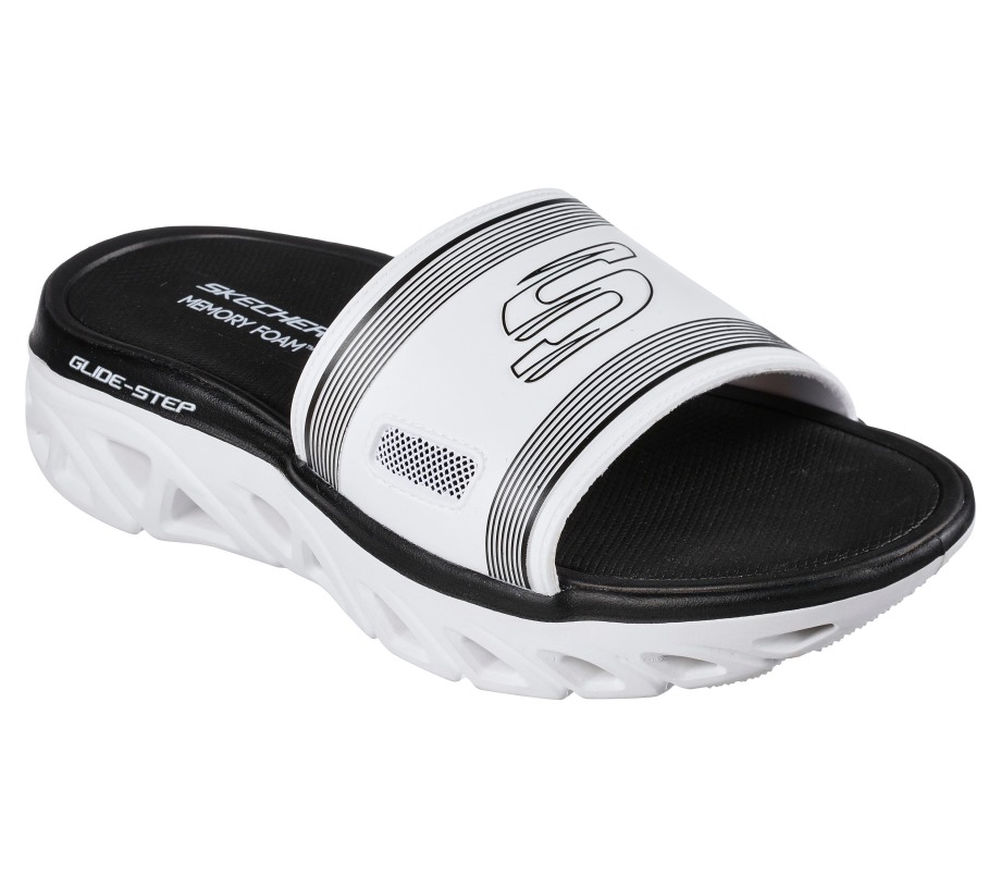 Glide-Step Sport Sandal White Black Skechers