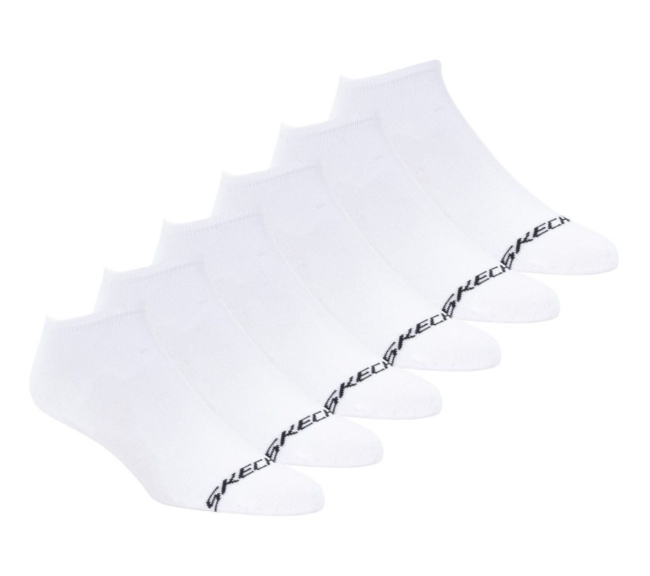 Cotton No-Show Socks 6 Pack White Skechers