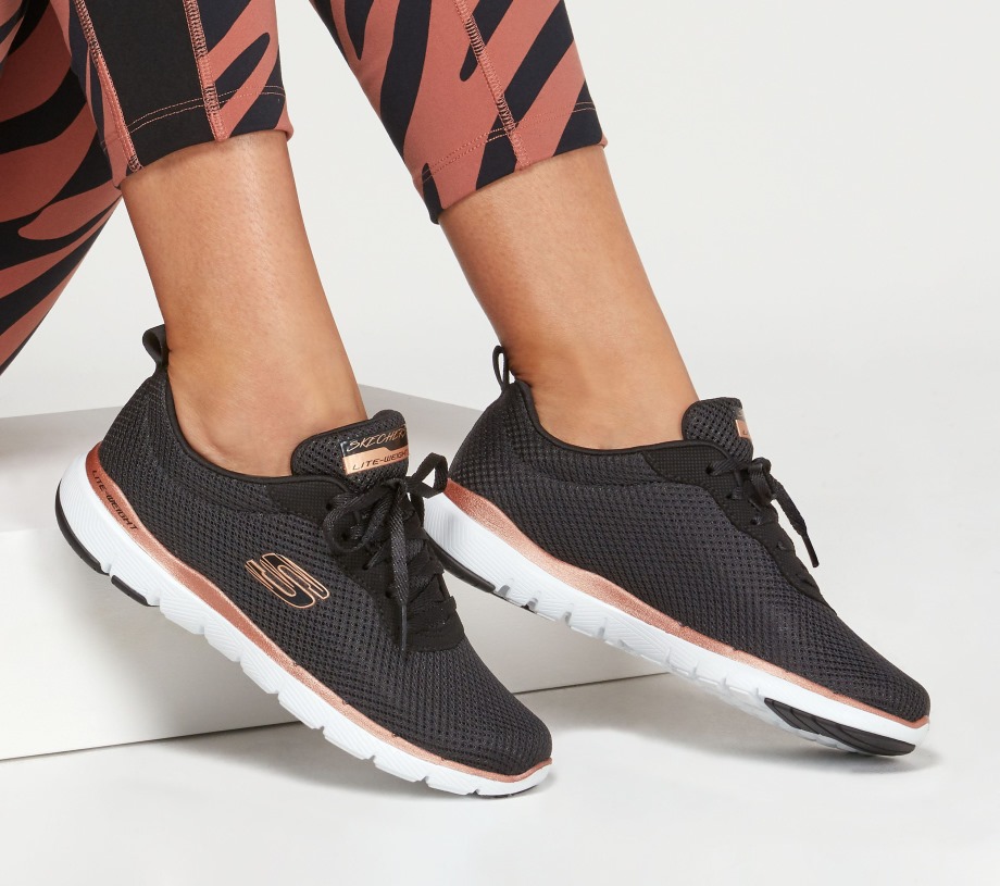 Flex Appeal 3.0 First Insight Black Rose Gold Skechers