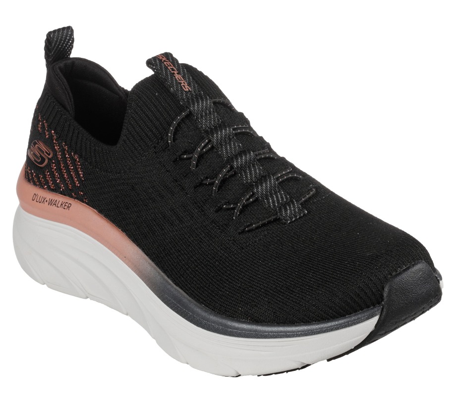 Relaxed Fit D'Lux Walker Let it Glow Black Rose Gold Skechers