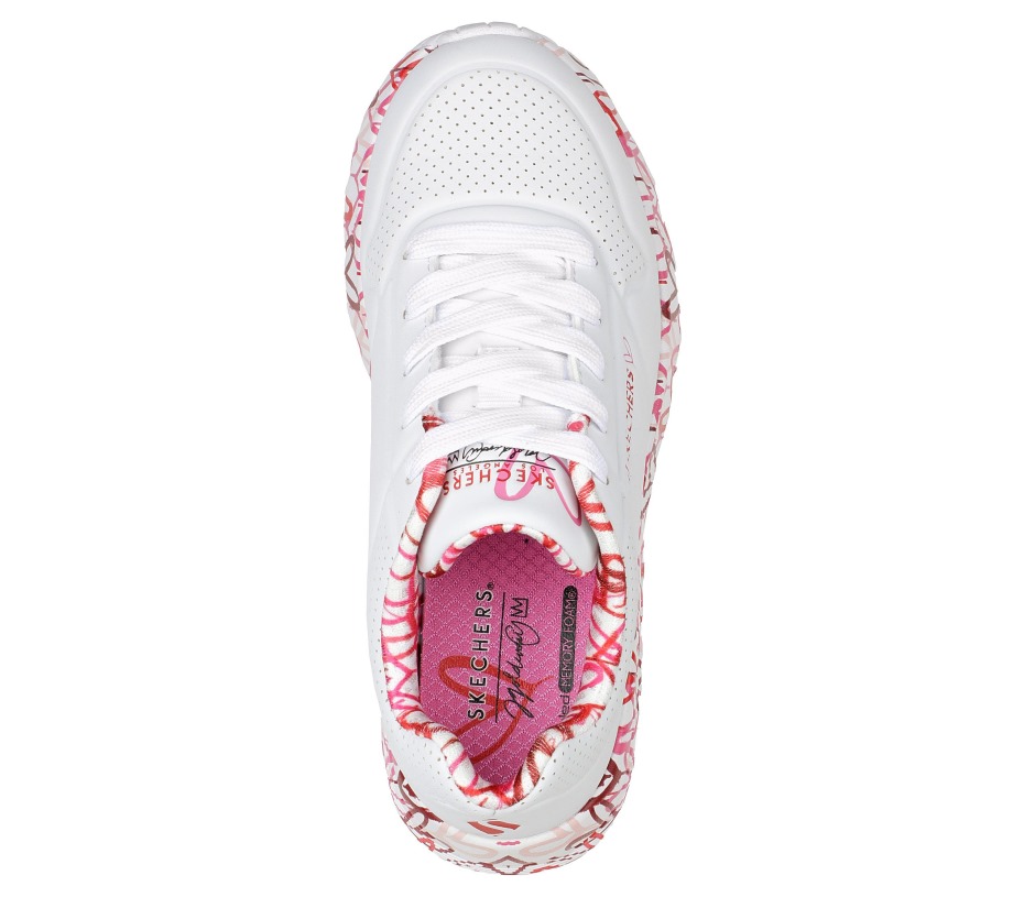 x JGoldcrown Uno Lite Lovely Luv Skechers White Red Pink