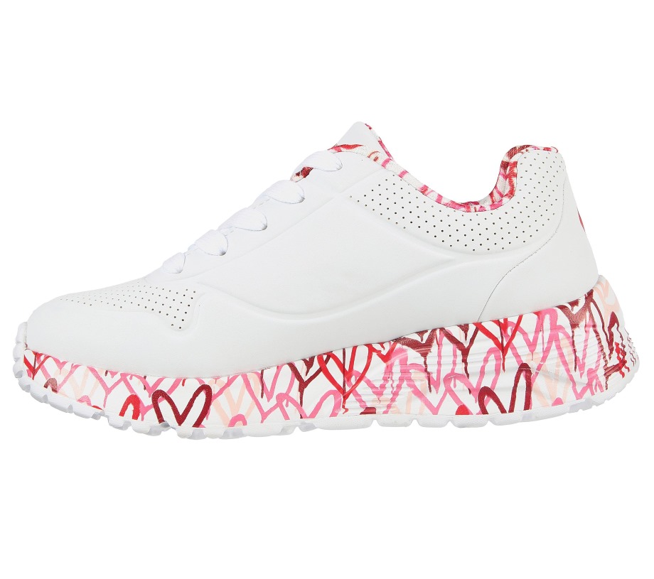 x JGoldcrown Uno Lite Lovely Luv Skechers White Red Pink
