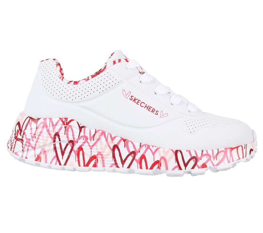 x JGoldcrown Uno Lite Lovely Luv Skechers White Red Pink