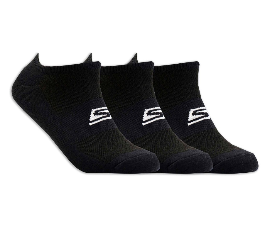 3 Pack No Show Stretch Socks Skechers Black