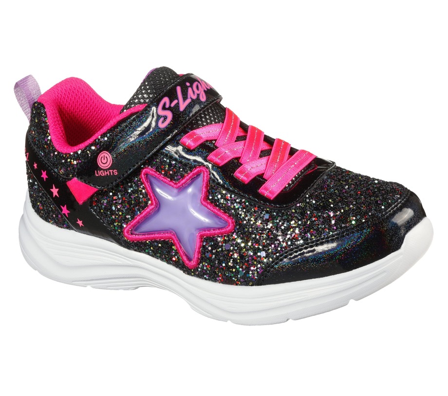 S Lights Glimmer Kicks Starlet Shine Skechers Black Hot Pink