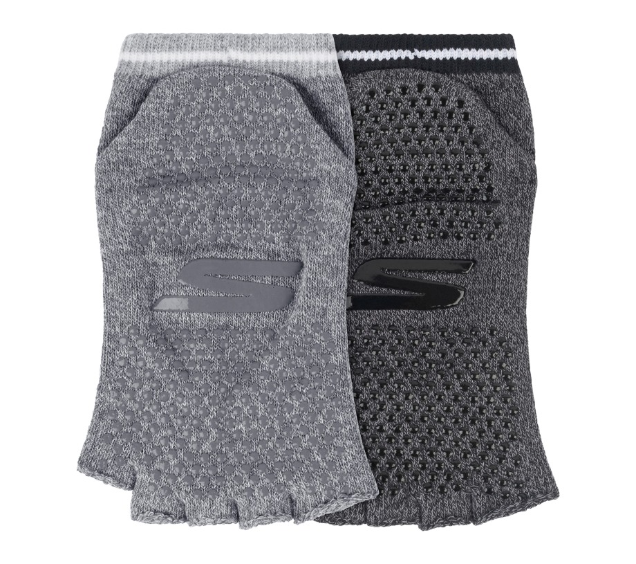 Skechers 2 Pack Toeless Yoga Socks Gray