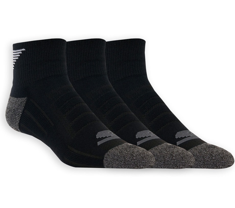 3 Pack Quarter Crew Athletic Socks Black Skechers