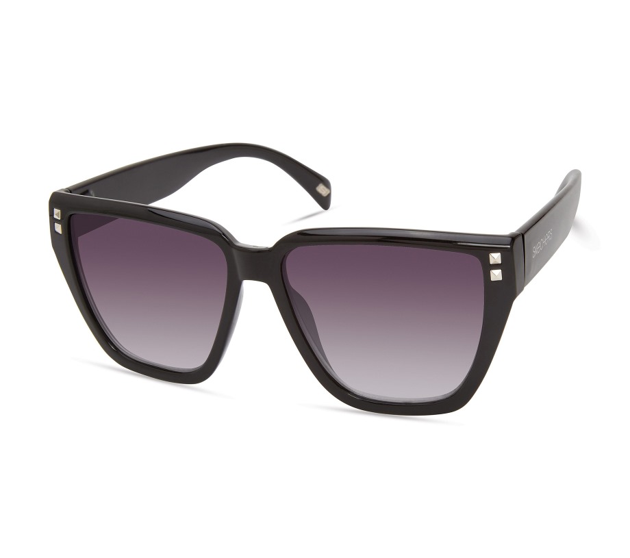 Skechers Modified Square Metal Studs Sunglasses Black