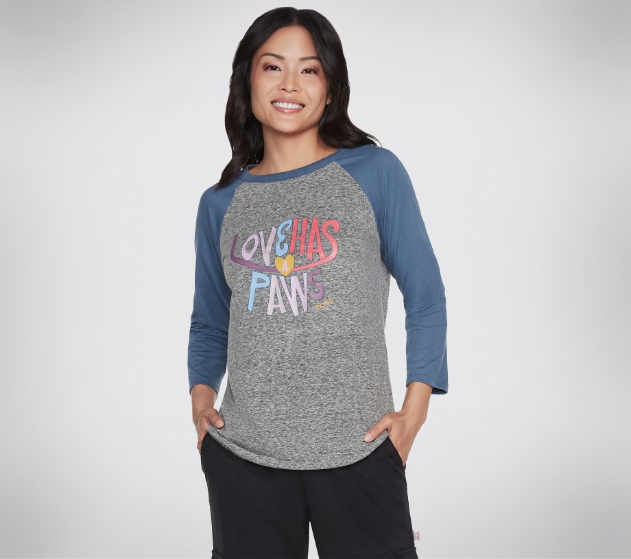 Skechers BOBS Love Has Baseball Tee Gray