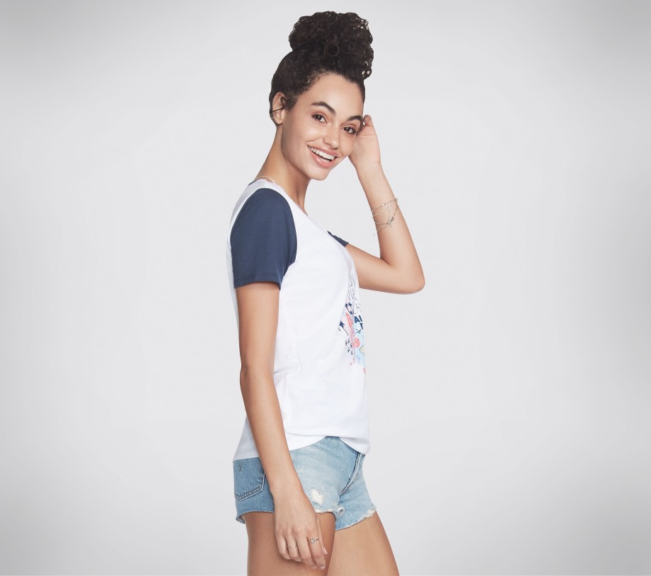 Skechers BOBS Apparel Run Walk V Neck Tee Shirt White