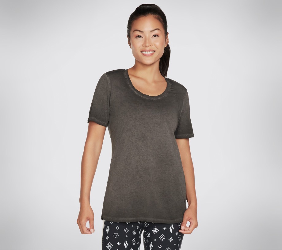 Apparel Diamond Wash Hatha Scoop Neck Tunic Tee Black Skechers