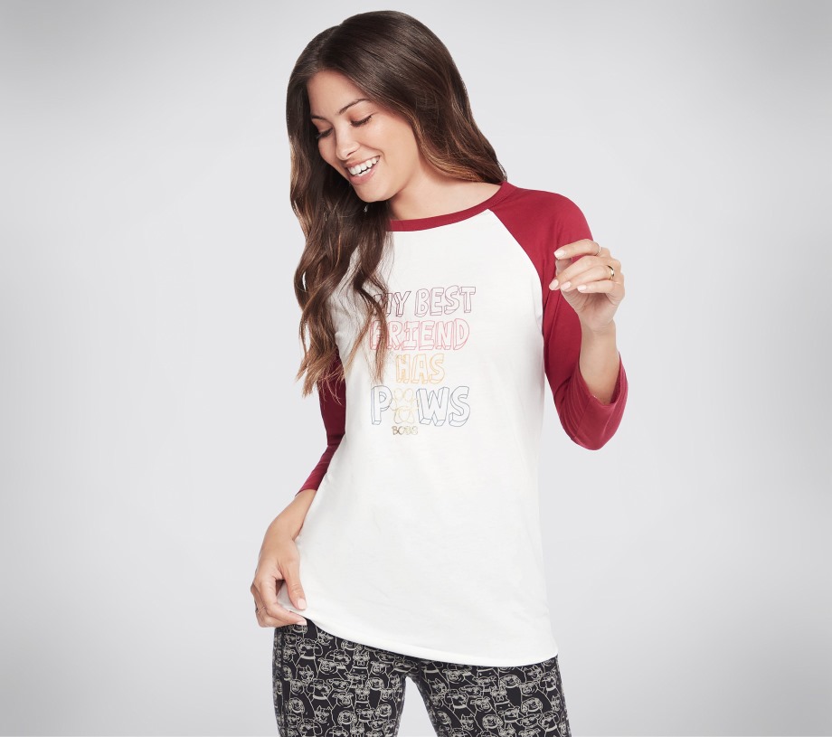 BOBS My BFF Baseball Tee White Skechers