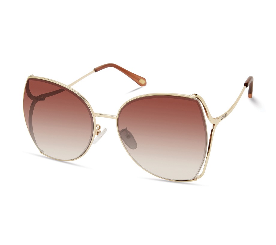 Modified Butterfly Metal Front Sunglasses Gold Skechers