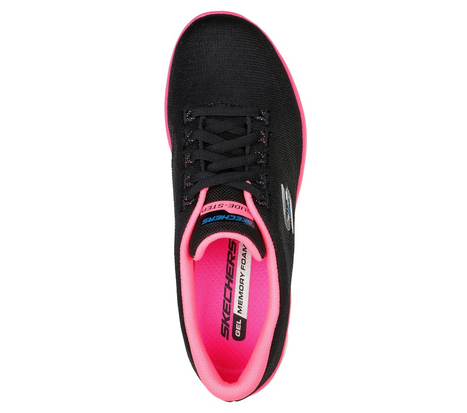 Glide-Step Flex Sheer Virtue Skechers Black Hot Pink