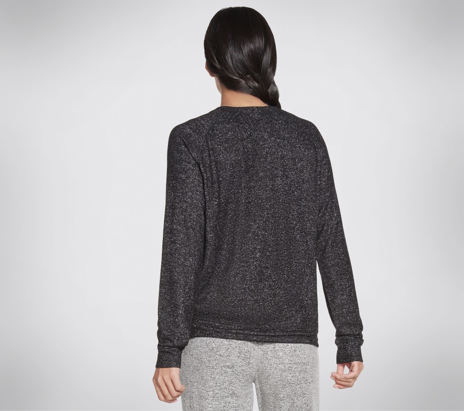 BOBS Apparel Dapper Cozy Pullover Shirt Black Charcoal Skechers