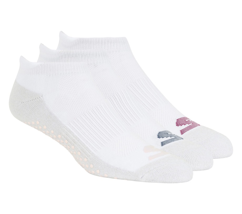 3 Pack Low Cut Grip Socks Skechers White