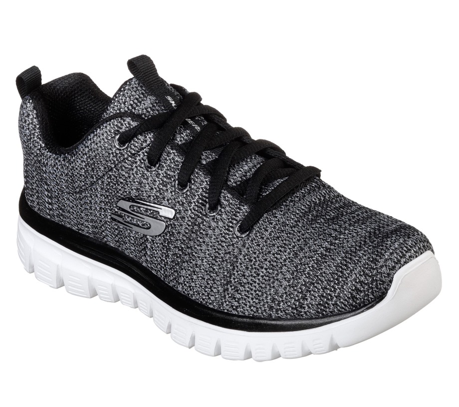 Graceful Twisted Fortune Black White Skechers